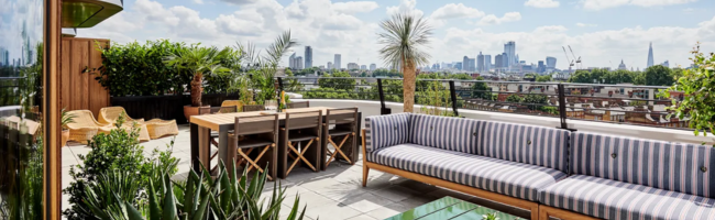 Daytime view of the London Skyline from the top of The Standard London